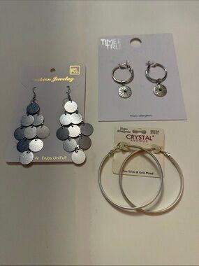 Three Silver Earrings Bundle